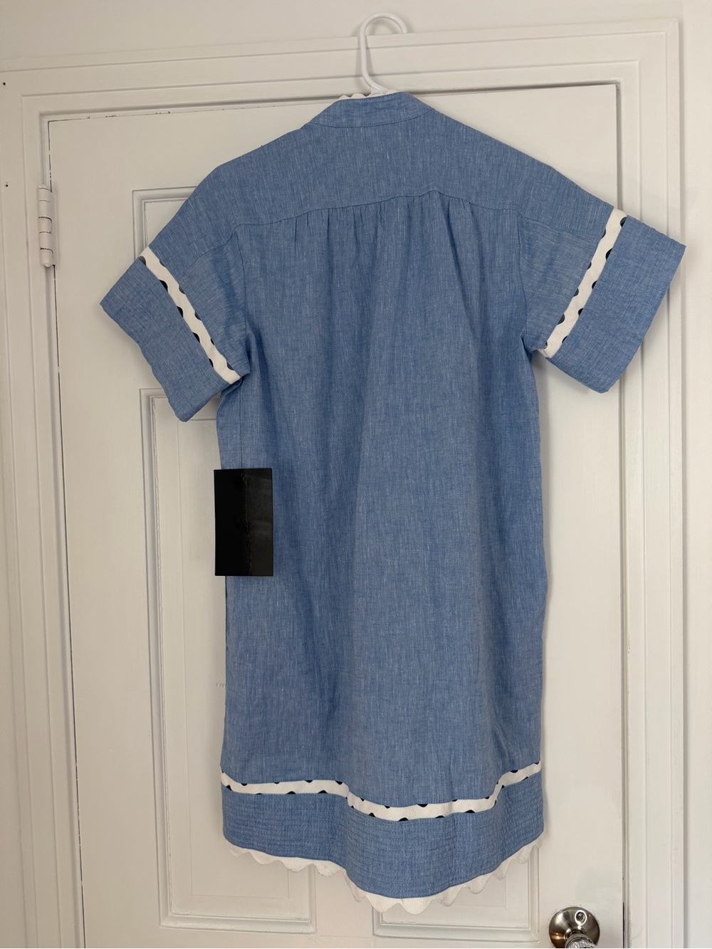 NWT Tuckernut Chambray Blue Button-Front Short Sleeve Tunic Dress XXS $228 - Picture 7 of 8